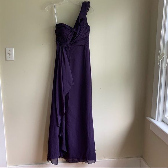 David’s Bridal purple one shoulder gown size 6 - Picture 2 of 10
